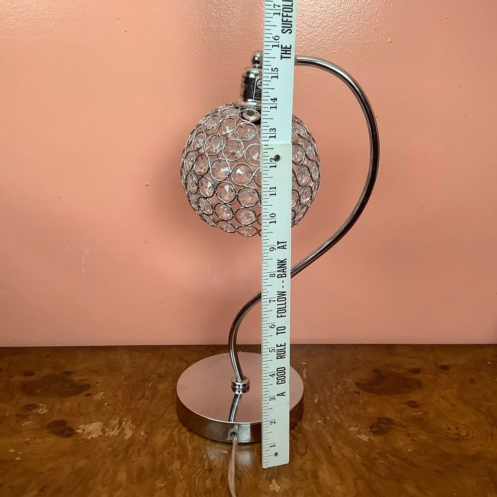 Crystal Globe Table Lamp - Silver 16”